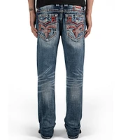 Rock Revival Reggie Straight-Leg Fleur-De-Lis-Embroidered-Pocket Jeans