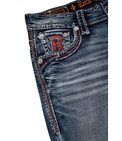 Rock Revival Reggie Straight-Leg Fleur-De-Lis-Embroidered-Pocket Jeans