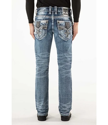 Rock Revival Richie Fleur-De-Lis Distressed Straight Leg Jeans