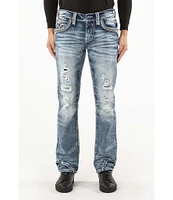 Rock Revival Richie Fleur-De-Lis Distressed Straight Leg Jeans