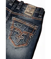 Rock Revival Ryder Straight Leg Fleur-De-Lis-Embroidered-Pocket Jeans