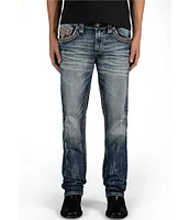 Rock Revival Ryder Straight Leg Fleur-De-Lis-Embroidered-Pocket Jeans