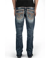 Rock Revival Ryder Straight Leg Fleur-De-Lis-Embroidered-Pocket Jeans