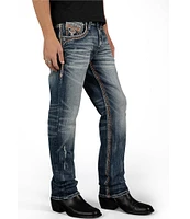 Rock Revival Ryder Straight Leg Fleur-De-Lis-Embroidered-Pocket Jeans