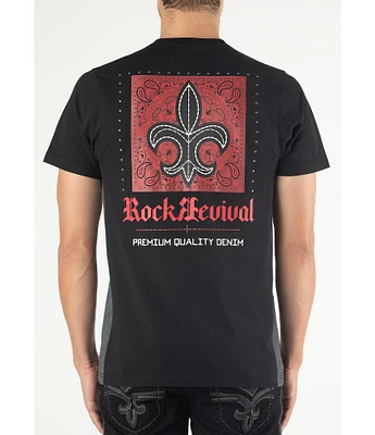 Rock Revival Studded Paisley Fleur-De-Lis Short Sleeve Graphic T-Shirt