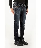 Rock Revival Theodore Fleur-De-Lis-Pocket Straight-Leg Jeans