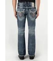 Rock Revival Zinfandel Boot 32#double; Multicolor Stitch Inverted Fleur De-Lis Jeans