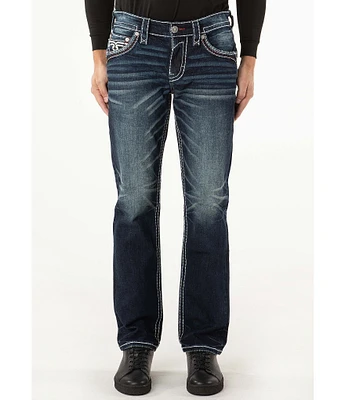 Rock Revival Zinfandel Straight Silver Hardware Dark Denim Wash Jeans