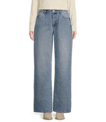 Rolla's Kate Baggy 90s Blue Denim Mid Rise Straight Leg Jeans