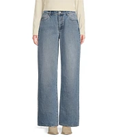 Rolla's Kate Baggy 90s Blue Denim Mid Rise Straight Leg Jeans