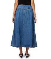 Rolla's Leonie River Blue High-Rise Midi Skirt