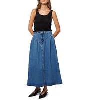 Rolla's Leonie River Blue High-Rise Midi Skirt