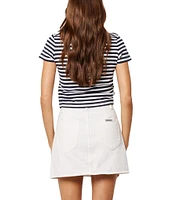 Rolla's Paros Stripe Soft Cotton Pointelle Scalloped Edge Neck Short Sleeve Tee