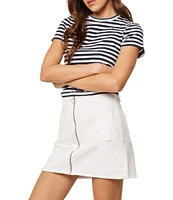 Rolla's Paros Stripe Soft Cotton Pointelle Scalloped Edge Neck Short Sleeve Tee