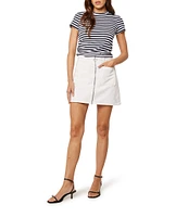 Rolla's Paros Stripe Soft Cotton Pointelle Scalloped Edge Neck Short Sleeve Tee