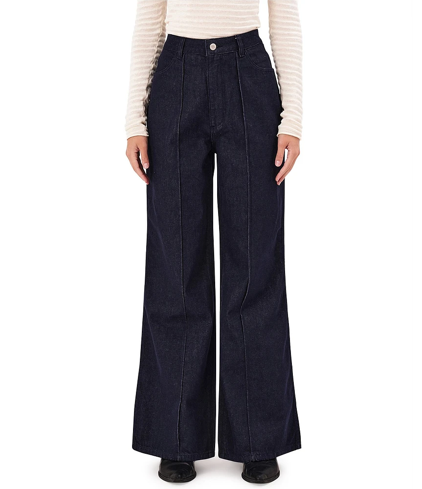 Rolla's Studio Denim High Rise Wide Leg Pintuck Detail Jeans