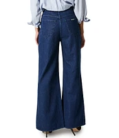 Rolla's Studio Flare Denim High Rise Button Front Wide Leg Jeans