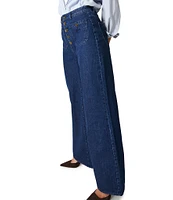 Rolla's Studio Flare Denim High Rise Button Front Wide Leg Jeans