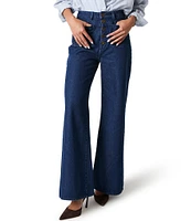 Rolla's Studio Flare Denim High Rise Button Front Wide Leg Jeans