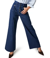 Rolla's Studio Flare Denim High Rise Button Front Wide Leg Jeans