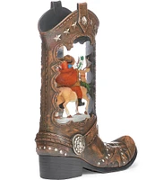 Roman LED Lighted Swirl Cowboy Boot and Santa Tabletop Decor