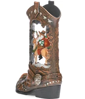 Roman LED Lighted Swirl Cowboy Boot and Santa Tabletop Decor