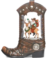 Roman LED Lighted Swirl Cowboy Boot and Santa Tabletop Decor