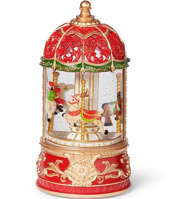 Roman LED Swirl Musical Carousel with Rotating Santa Decor