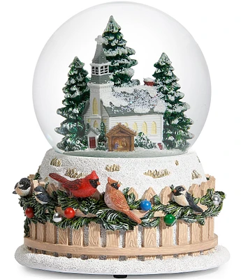 Roman Musical Dome Church on Bird Base Glitterdome Snow Globe