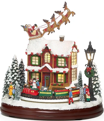 Roman Musical LED Santa Over House Animated Decor