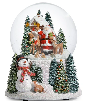 Roman Musical Santa & Animals Glitterdome Snow Globe