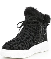 Romika Helsinki 01 Faux Fur Animal Print Lace Up Booties