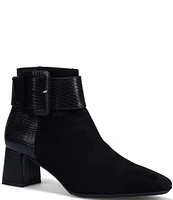 Ron White Leeza Cashmere Suede Lizard Embossed Leather Booties