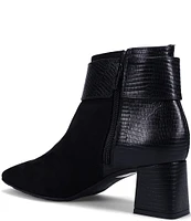 Ron White Leeza Cashmere Suede Lizard Embossed Leather Booties