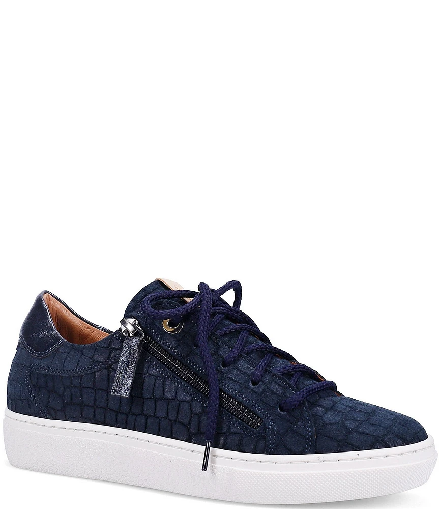 Ron White Otanya Suede Crocodile Embossed Lace-Up Sneakers