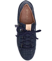 Ron White Otanya Suede Crocodile Embossed Lace-Up Sneakers