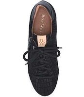 Ron White Otanya Suede Crocodile Embossed Lace-Up Sneakers