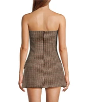 RONNY KOBO Spencer Wool Blend Houndstooth Strapless Blazer Top