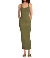 RONNY KOBO Agathe Knit Scoop Neck Sleeveless Rhinestone Detail Maxi Dress