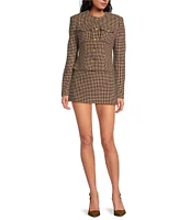 RONNY KOBO Bernice Houndstooth Wool Blend Mini Skirt