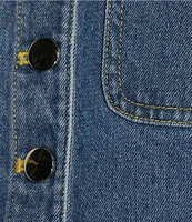 RONNY KOBO Guise Denim Round Neck Cropped Button Front Vest