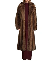 RONNY KOBO Holland Faux Fur Notch Lapel Long Sleeve Belted Coat