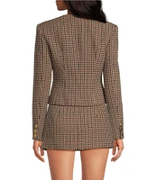 RONNY KOBO Jerry Houndstooth Wool Blend Button Front Long Sleeve Coordinating Jacket