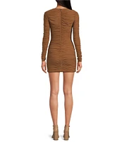 RONNY KOBO Julisa Knit Jersey Scoop Neck Long Sleeve Ruched Sheath Dress