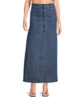 RONNY KOBO Makena Denim Button Front Pencil Skirt