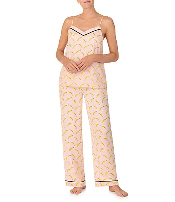 Room Service Banana Print Satin Cami & Pant Pajama Set