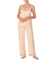 Room Service Banana Print Satin Cami & Pant Pajama Set