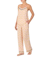 Room Service Banana Print Satin Cami & Pant Pajama Set