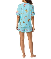 Room Service Coastal Cowgirl Print Short Sleeve Notch Collar Knit Shorty Pajama Set