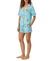 Room Service Coastal Cowgirl Print Short Sleeve Notch Collar Knit Shorty Pajama Set